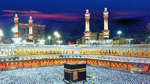 Hajj pilgrimage in mecca - people praying surrounding the kaaba
