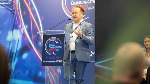 CCW 2022 - Samuel Gustafson from Airbus presenting as keynote speaker in a conference