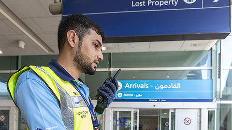 Dubai airport trolley staff with TETRA radio