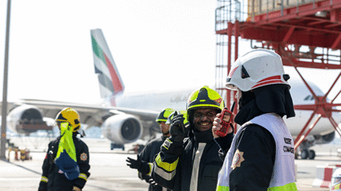 Firemen at Dubai airport
