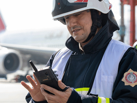 Fireman using Tactilon Dabat at Dubai airport Fireman using Tactilon Dabat at Dubai airport