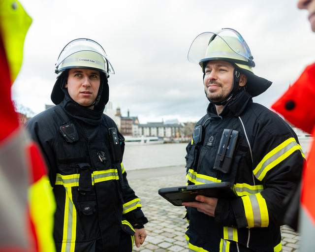 Fireman with a tablet Fireman with a tablet