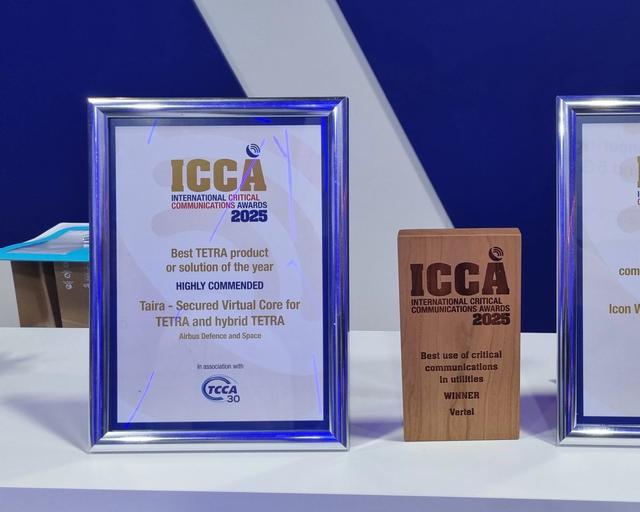 ICCA 2025 awards for Airbus TETRA Taira product and Vertel customer