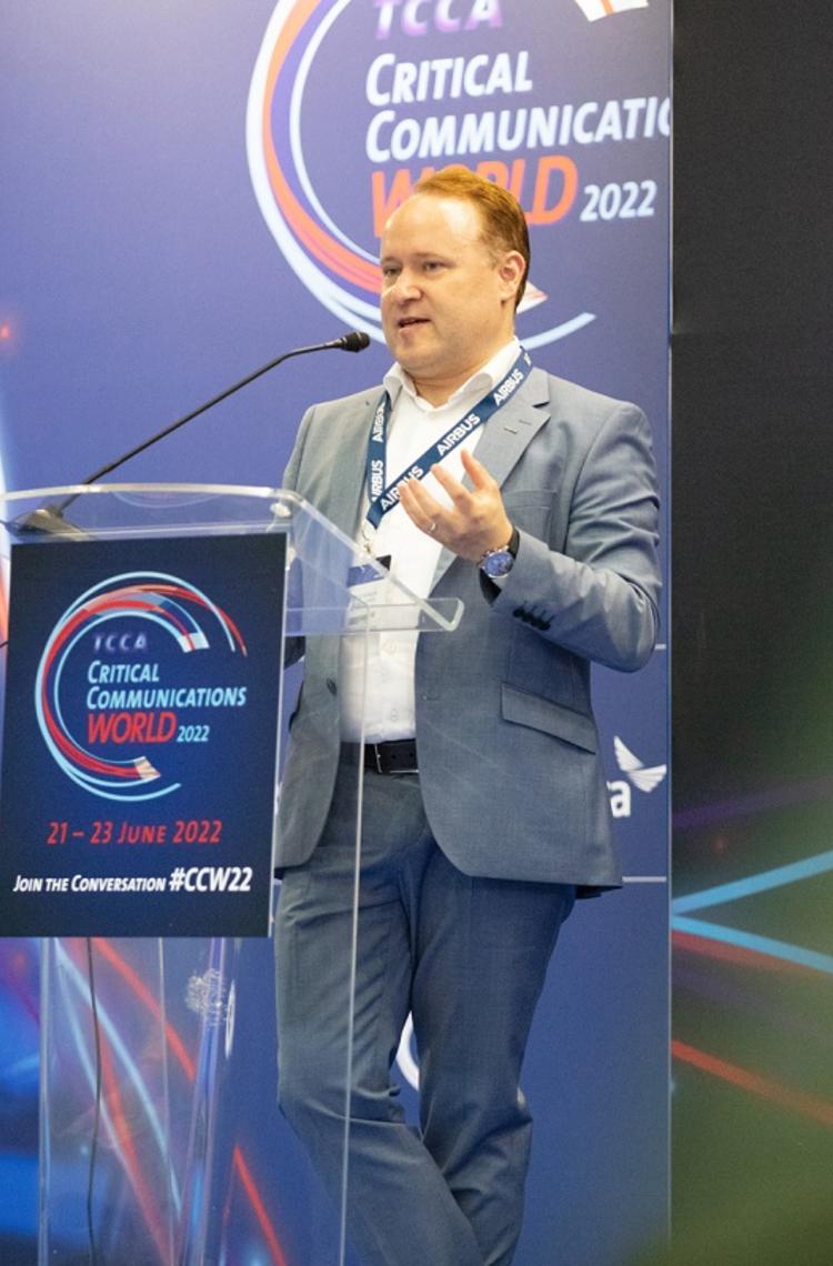 CCW 2022 - Samuel Gustafson from Airbus presenting as keynote speaker in a conference CCW 2022 - Samuel Gustafson from Airbus presenting as keynote speaker in a conference