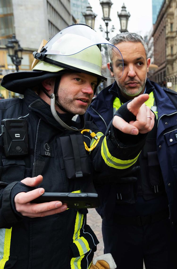Police and fireman using Agnet Police and fireman using Agnet map feature and firman points a point of interest