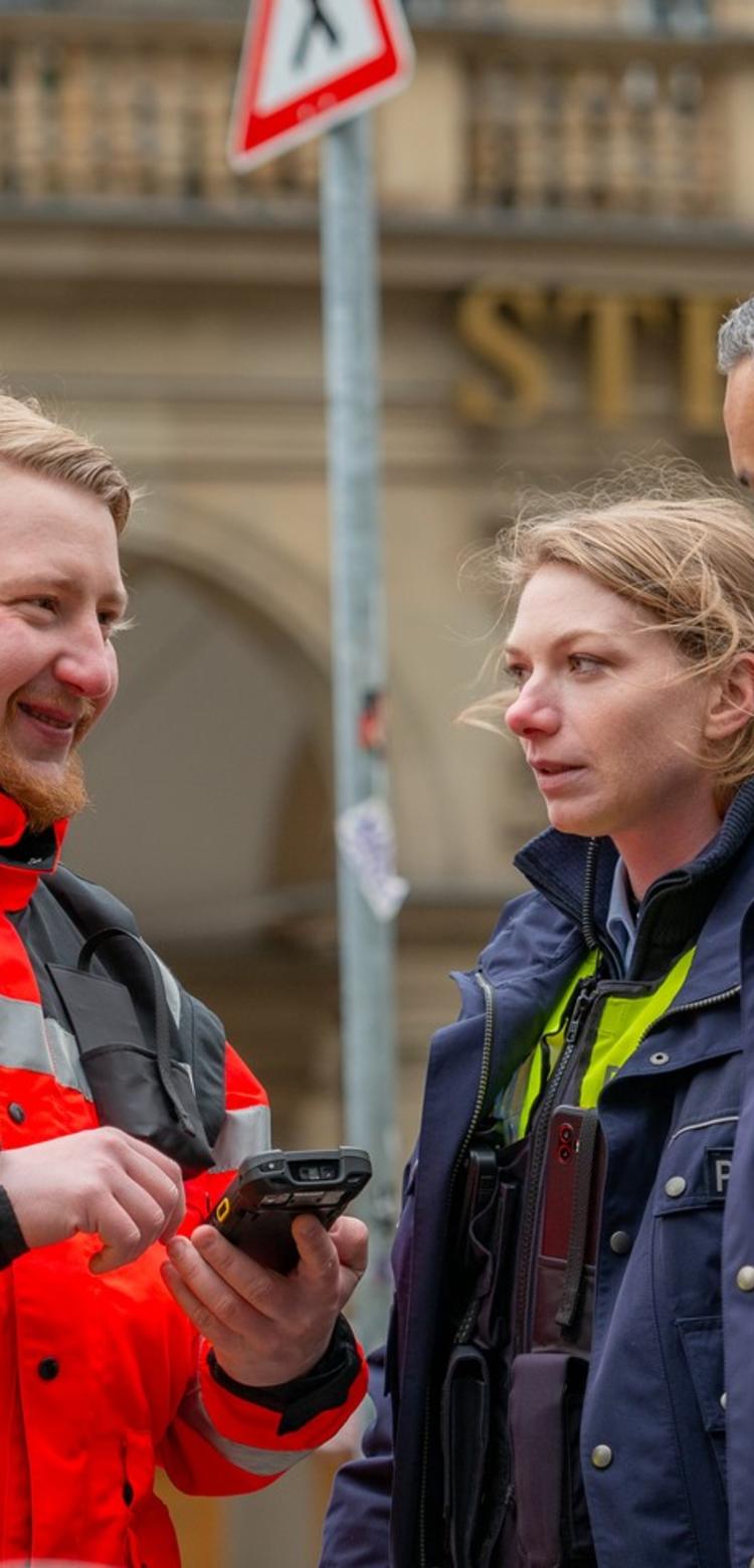 Police and fireman working together