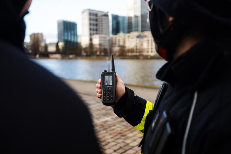 Firemen waiting for instructions from a TPH900 Tetrapol terminal