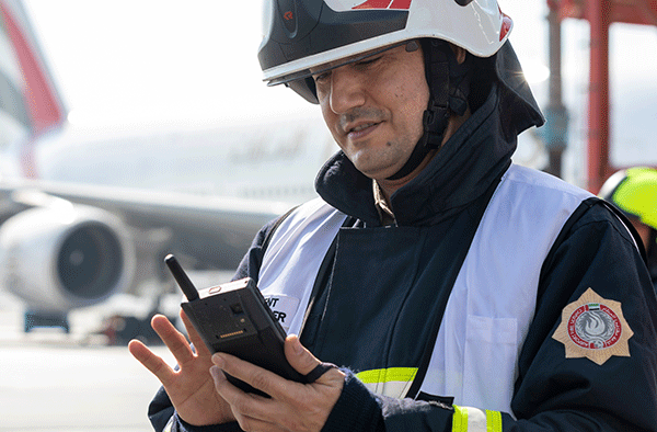Fireman using Tactilon Dabat at Dubai airport Fireman using Tactilon Dabat at Dubai airport