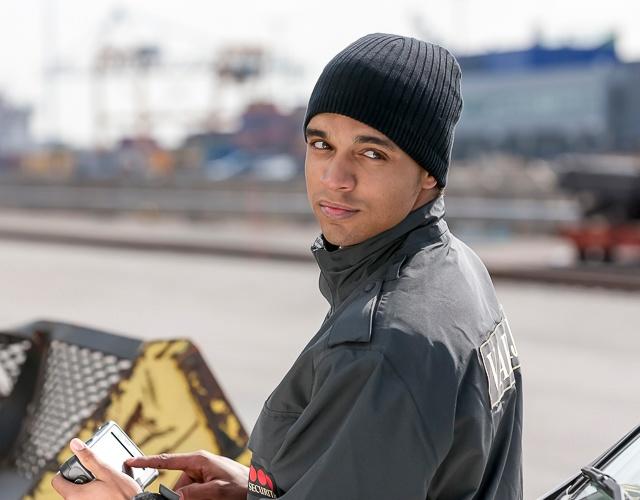 Security professional in a port